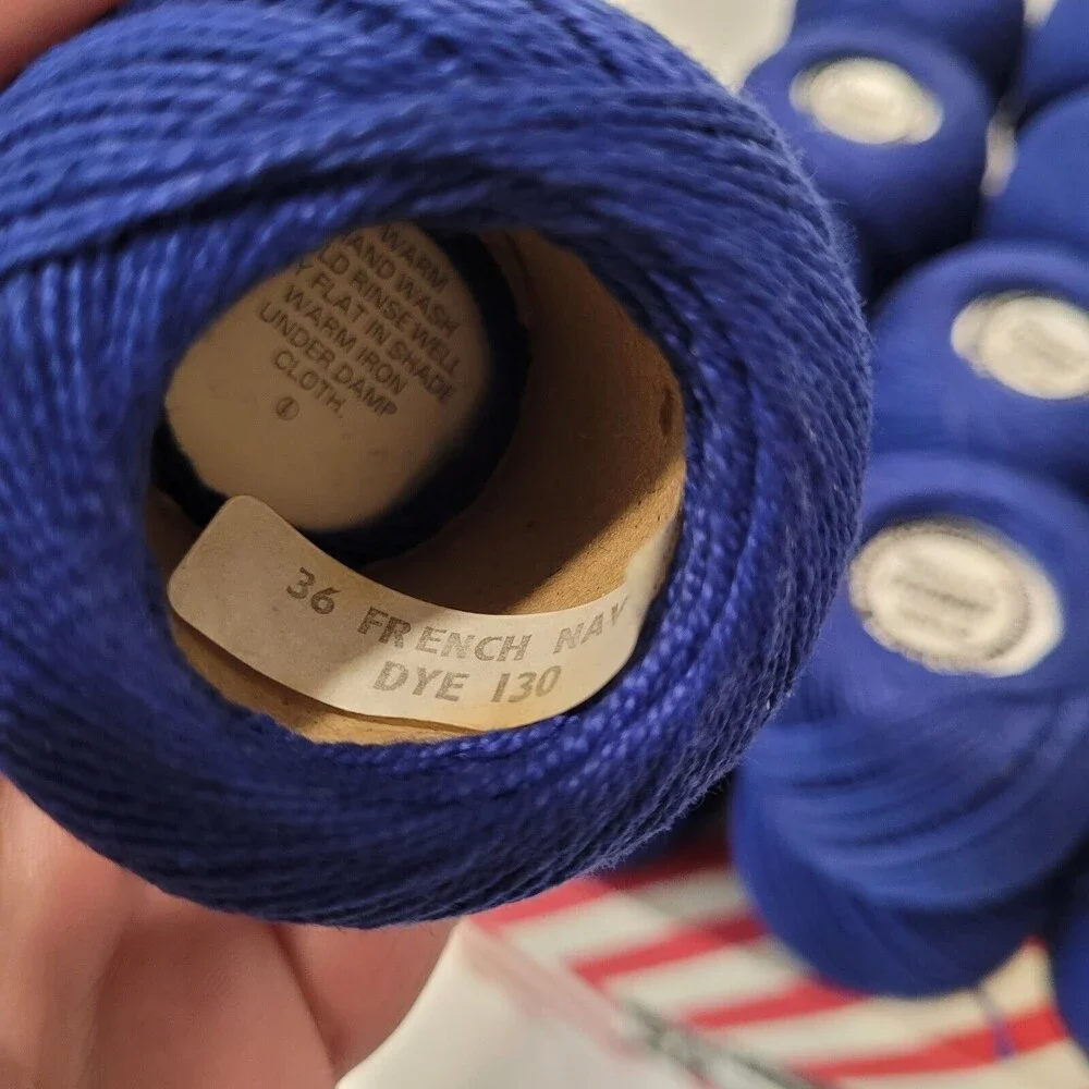 Twilleys Yarn 24 NEW 25g Skeins Lyscordet No 5 Cotton Crochet French Navy 36 BOX